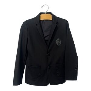 Petit Clair Boys Blazer Soft Shell Sz 8 Black Crest Formal Wedding Holiday Suit